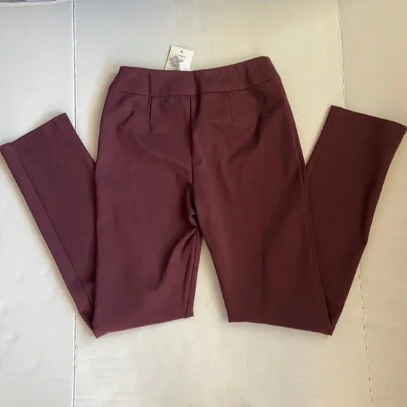 NWT MARLA WYNNE Size 4 Burgundy Elastic Waist Rayon/Nylon/Spandex Blend Pants - Picture 7 of 9